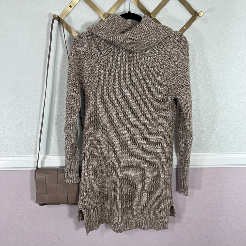 A New Day Target Brand XS White Tan Marbled Cowl-neck Knitted Sweater